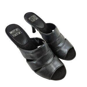 Mootsies Tootsies Black Sandals Womens Size8M Open Toe Heeled Shoes Slip On